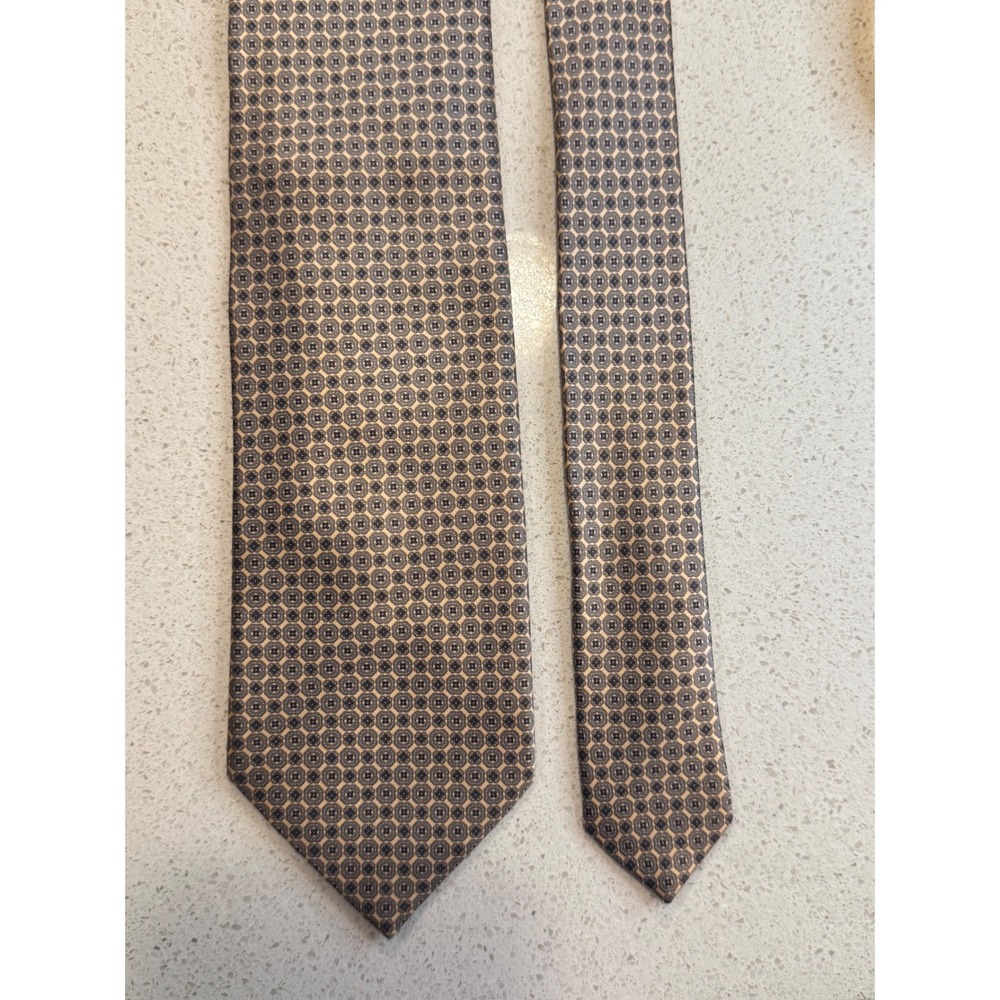 Stefano Ricci Mens Silk Tie Gold Navy Geometric Medallion Suit Lining Pattern